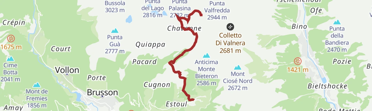 Route map: Rifugio Arp in E-bike